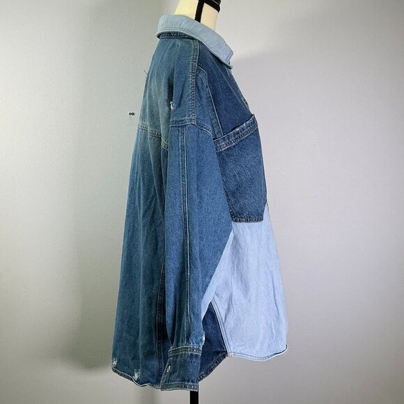 Free People Mountain Roads Women's Size M Blue Denim Jacket NWT - Picture 4 of 8